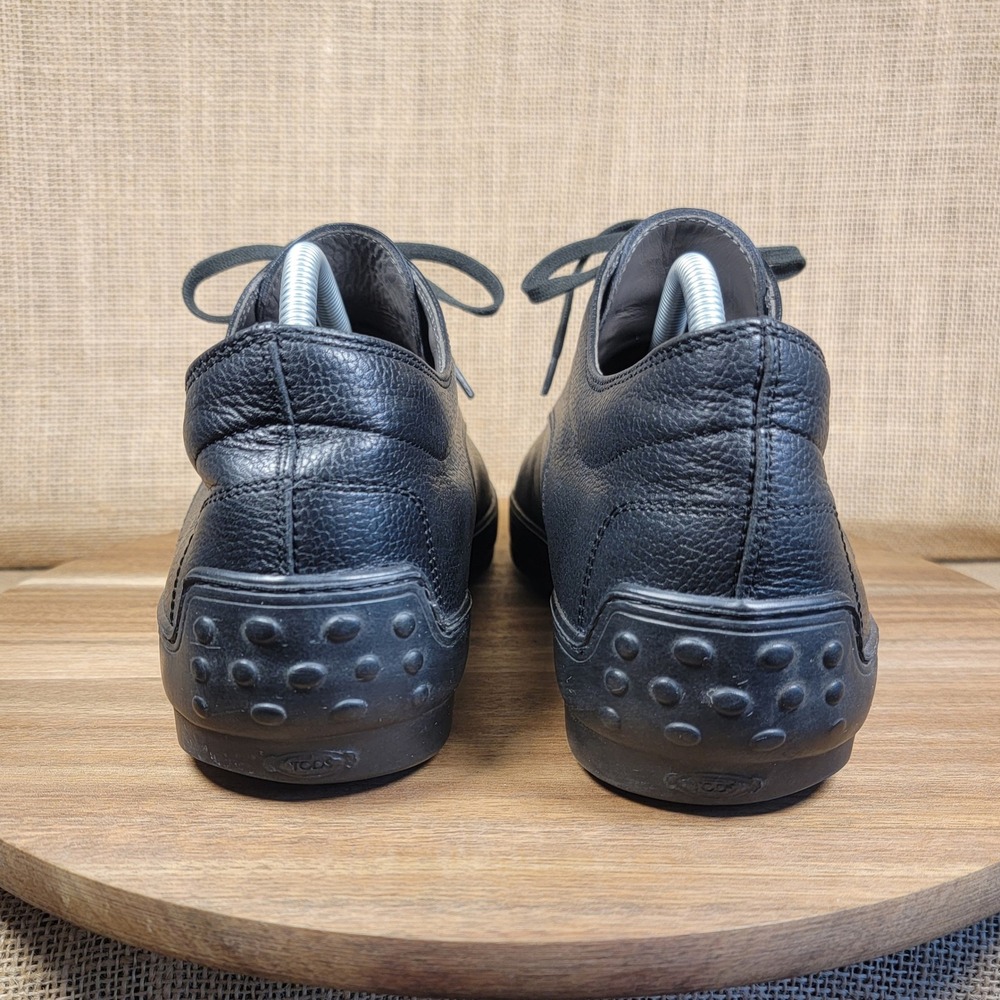 Tod's Pebbled Leather Derby Shoes Black Vibram Lace Up Men's 10.5 Minimalist - Picture 4 of 9